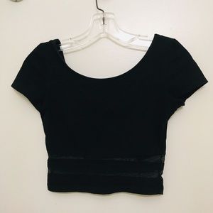 HM - black crop top with mesh detailing